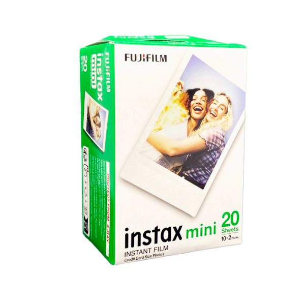 Pelicula fotográfica Instantanea Fujifilm Instax Mini con dos cartuchos de 10 fotos.